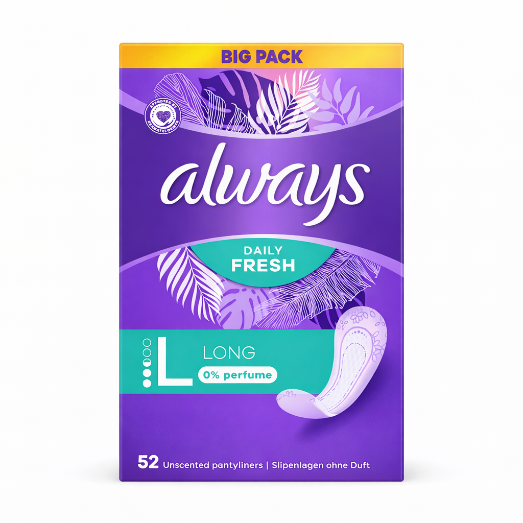 Always Daily Fresh Long tisztasági betét 0% parfüm Big Pack (52 db)