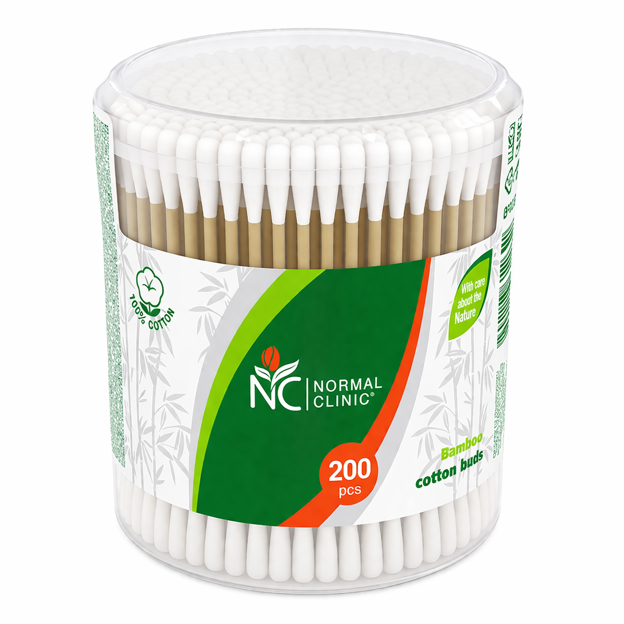 Normal Clinic Bambusz Fültisztító Pálcika 200 db – Környezetbarát Cotton Buds