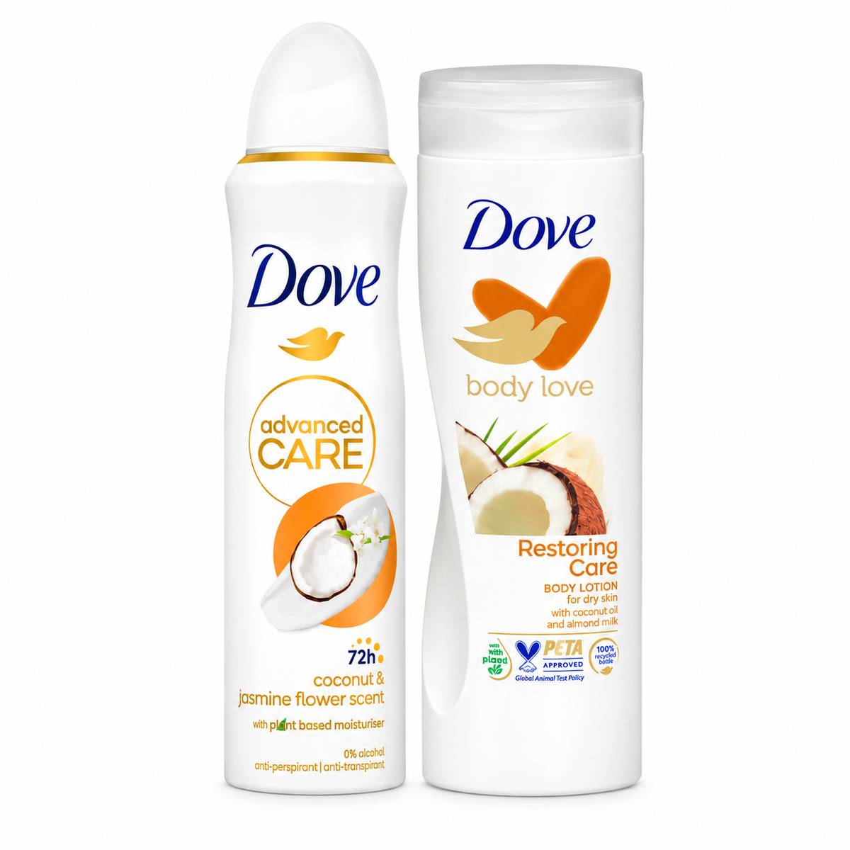Dove Coconut & Jasmine ajándékcsomag – 150 ml dezodor + 400 ml testápoló