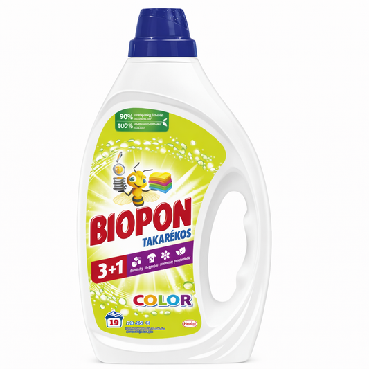 Biopon Takarékos Color Folyékony Mosószer 3+1 855 ml – 19 Mosás, Színes Ruhákhoz, Koncentrált Mosógél