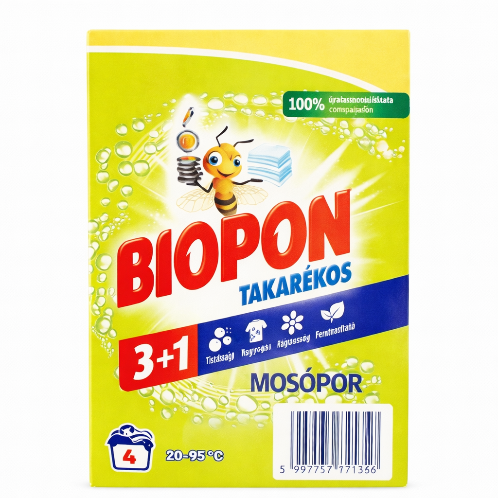 Biopon Takarékos Mosópor 3+1 – Gazdaságos Mosószer, 4 Mosásos Kiszerelés