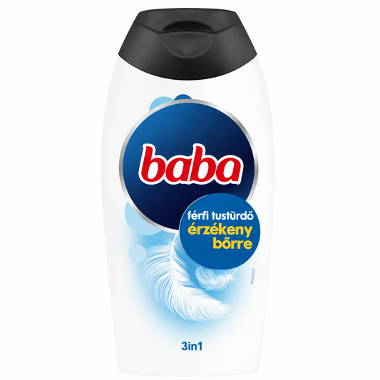 Baba Férfi Tusfürdő Érzékeny Bőrre (3in1) 400 ml – Gyengéd Ápolás Hajra, Arcra és Testre