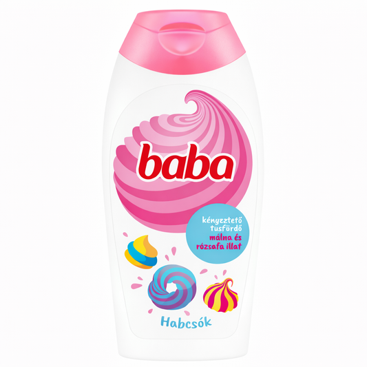 Baba Kényeztető Tusfürdő Málna és Rózsa Illattal (Habcsók) 400 ml