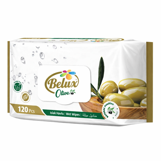 Belux Olive Nedves Törlőkendő 120 db – Olívás Kivonattal, Bőrbarát és Gyengéd Tisztítás