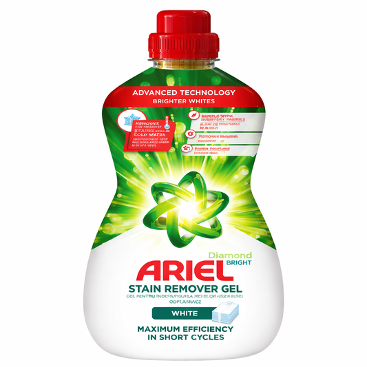 Ariel Diamond Bright Stain Remover Gel White 1L  – fehér ruhákhoz, extra folteltávolító gél