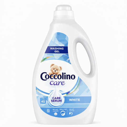Coccolino Washing Gel White Mosógél 1,8L – 45 Mosás, Fehér Ruhákhoz, Mélytisztító és Fehérítő Hatás