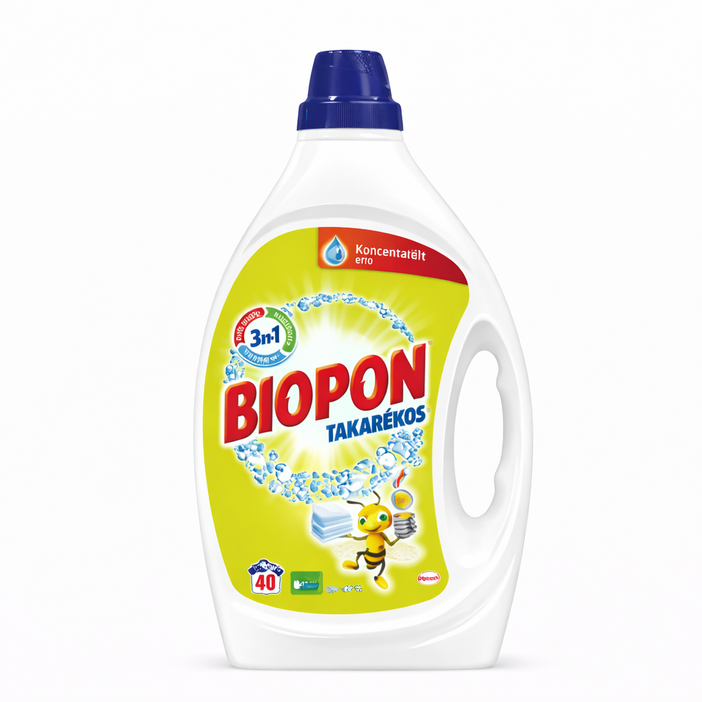 Biopon Takarékos Folyékony Mosószer 3in1 1,71L – Koncentrált Mosógél, Gazdaságos Kiszerelés Fehér és Színes Ruhákhoz