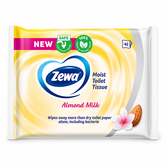 Zewa Almond Milk Nedves WC Papír 42 db – Mandulatejes, 100% Növényi Rost, Gyengéd Tisztítás