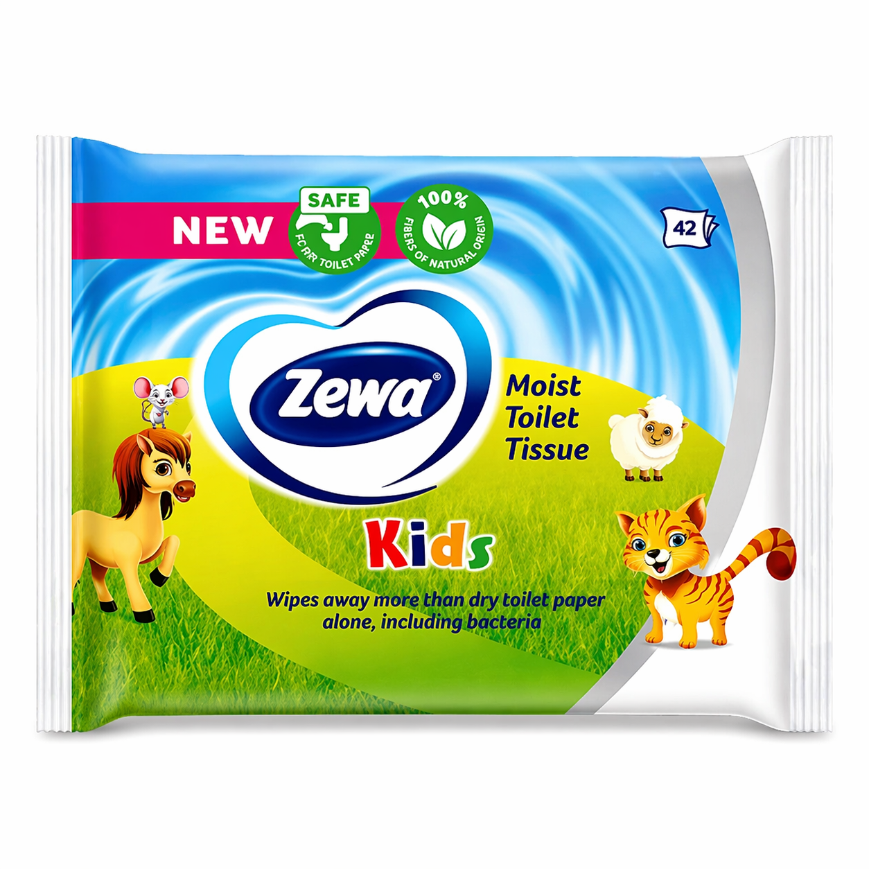Zewa Kids Nedves WC Papír 42 db – Gyerekbarát, 100% Növényi Rost, Kíméletes Tisztítás
