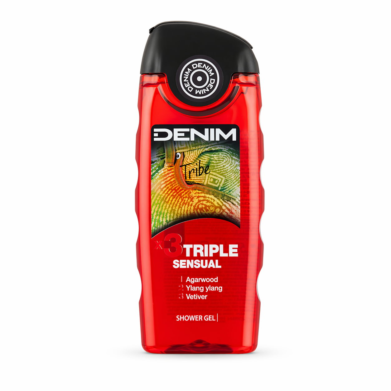 Denim Tribe Triple Sensual tusfürdő 250ml – Agarfa, ylang-ylang és vetiver 3 az 1-ben férfi illat