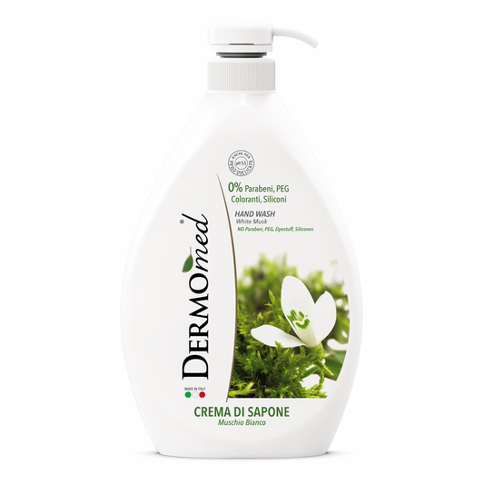 Dermomed Muschio Bianco folyékony kézmosó szappan 300 ml – fehér pézsma illat, 0% parabén, szilikonmentes