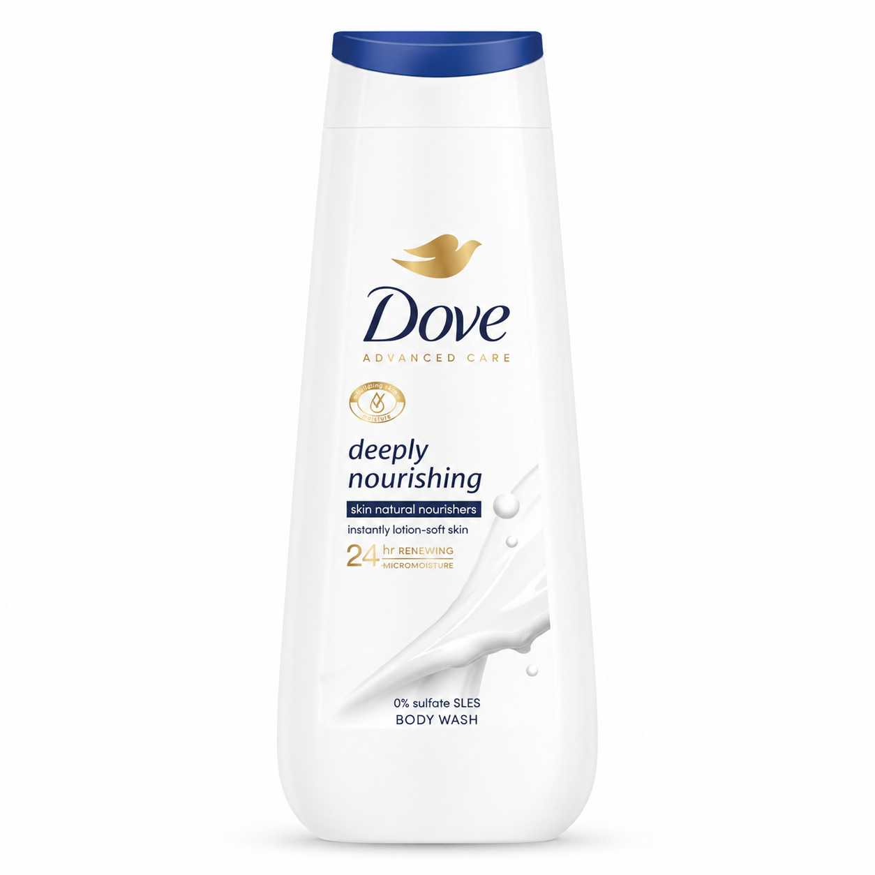 Dove Deeply Nourishing Tusfürdő 250 ml – Intenzív hidratálás, 24h bőrápolás, szulfátmentes (SLES 0%)