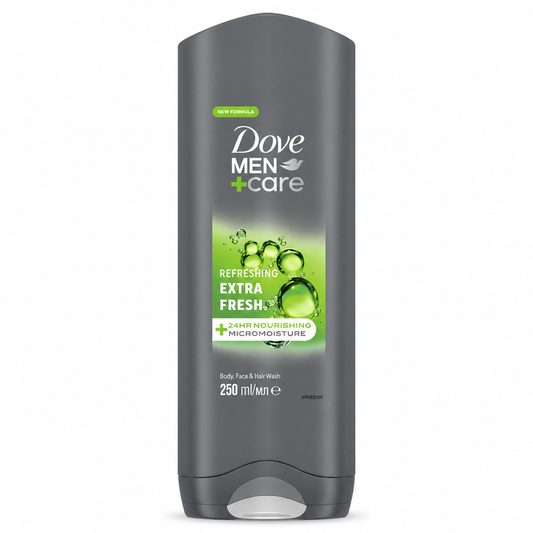 Dove Men+Care Extra Fresh 3in1 Tusfürdő 250 ml – Testre, arcra és hajra, frissítő férfi ápolás