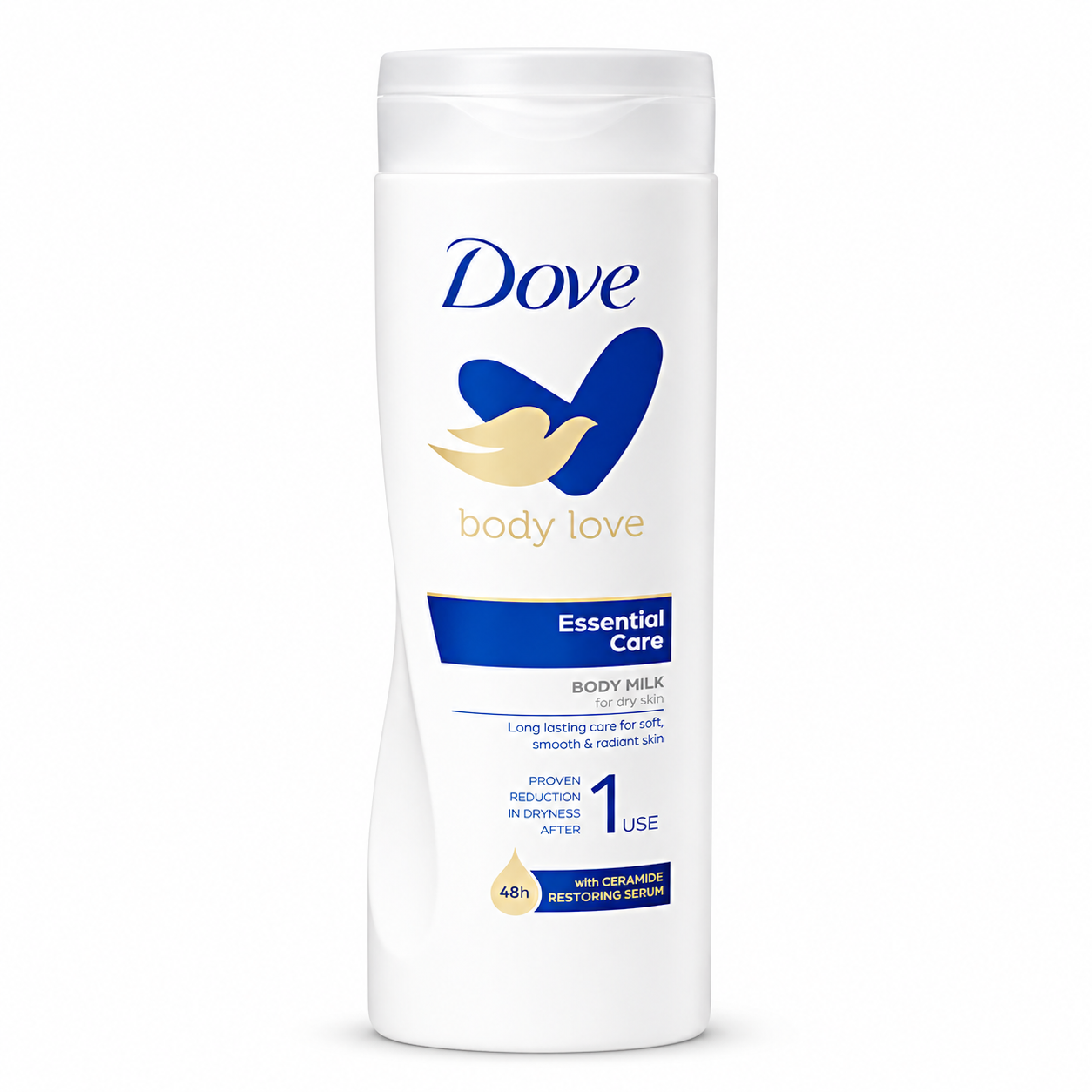 Dove Body Love Essential Care Testápoló 400 ml – Intenzív hidratálás ceramid szérummal, száraz bőrre