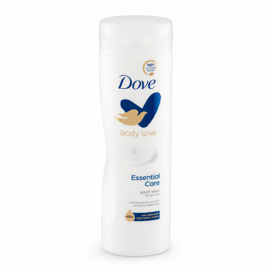 Dove Body Love Essential Care Testápoló 400 ml – 48 órás mélyhidratálás ceramiddal, száraz bőrre
