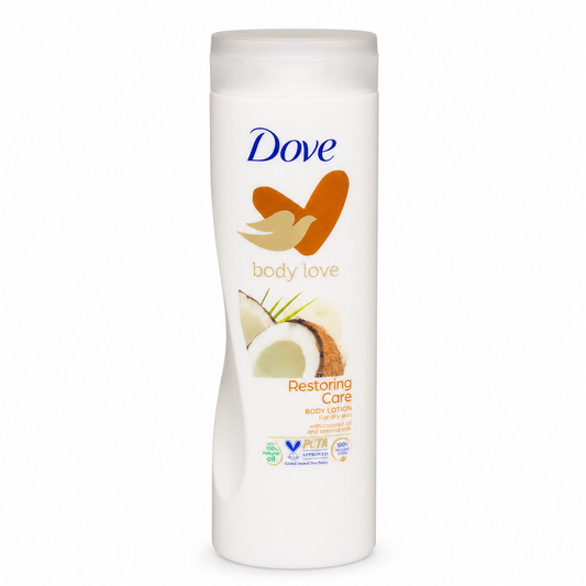 Dove Body Love Restoring Care Testápoló 400 ml – Kókuszolajjal és mandulatejjel, intenzív hidratálás száraz bőrre