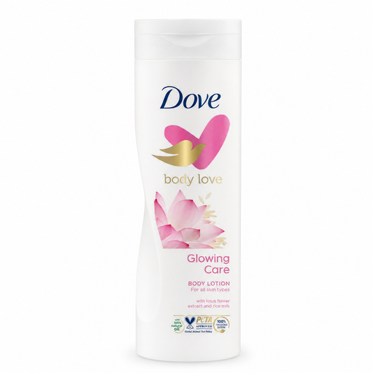 Dove Body Love Glowing Care Testápoló 250 ml – Rizstejjel és lótuszvirág kivonattal, ragyogó és hidratált bőrért