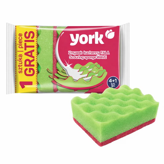 York FALA Mosogatószivacs 4+1 db – Hullámos Kialakítás, Extra Hatékony Tisztítás