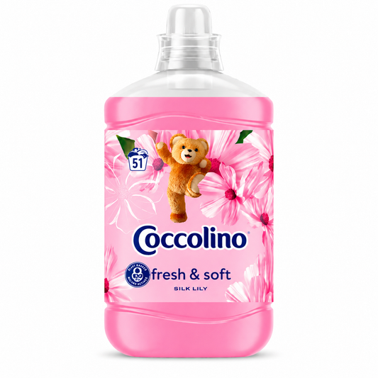 Coccolino Fresh & Soft Silk Lily öblítő 1,275L – Selymes puhaság és hosszan tartó virágos illat