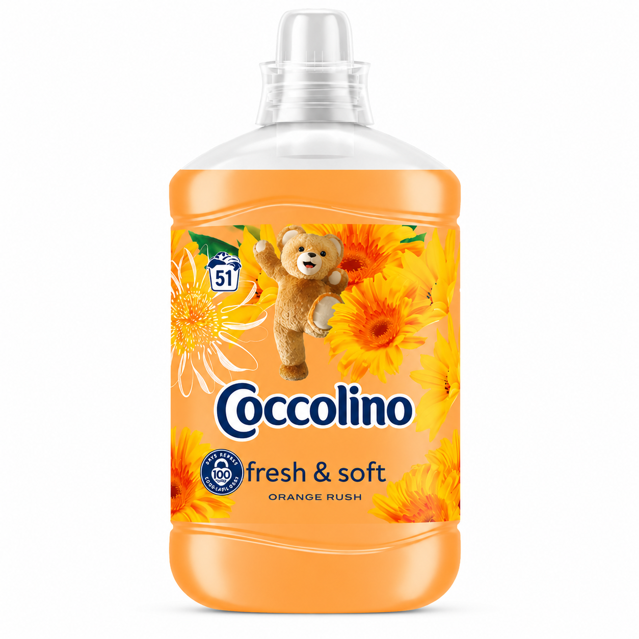 Coccolino Fresh & Soft Orange Rush öblítő 1,275L – Friss citrusos illat és hosszan tartó selymes puhaság
