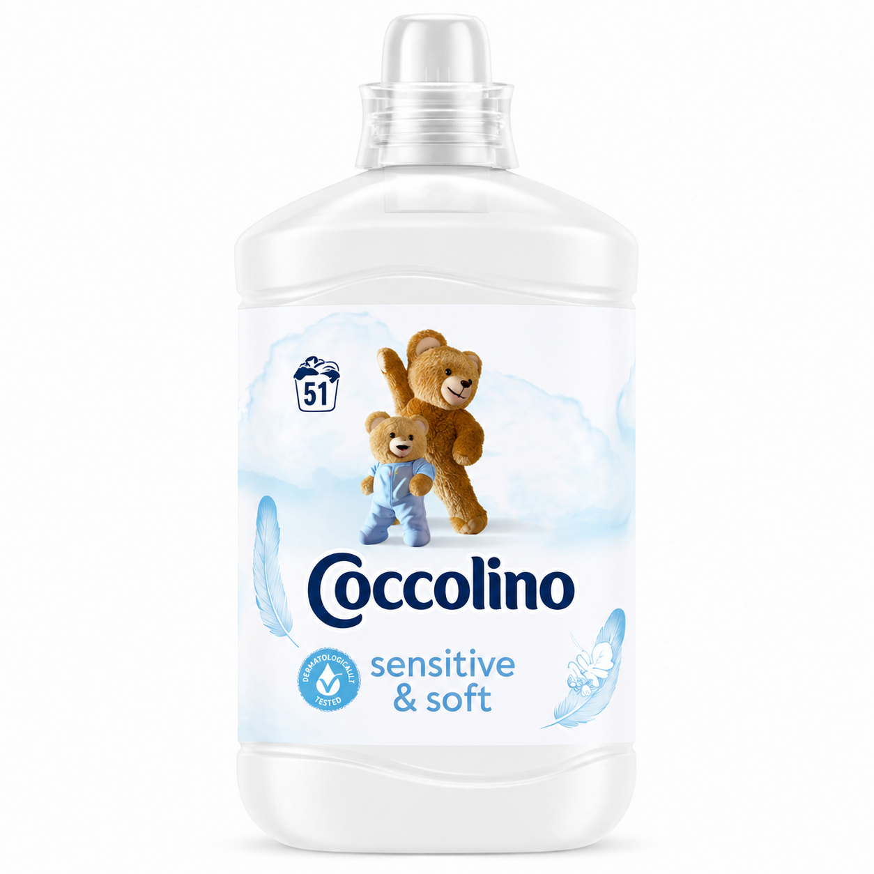 Coccolino Sensitive & Soft öblítő 1,275L – Gyengéd ápolás érzékeny bőrre és hosszan tartó puhaság