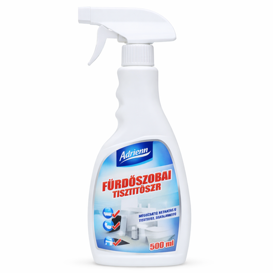 Adrienn fürdőszobai tisztítószer spray 500 ml – Vízkőoldó és fertőtlenítő ragyogó tisztaságért