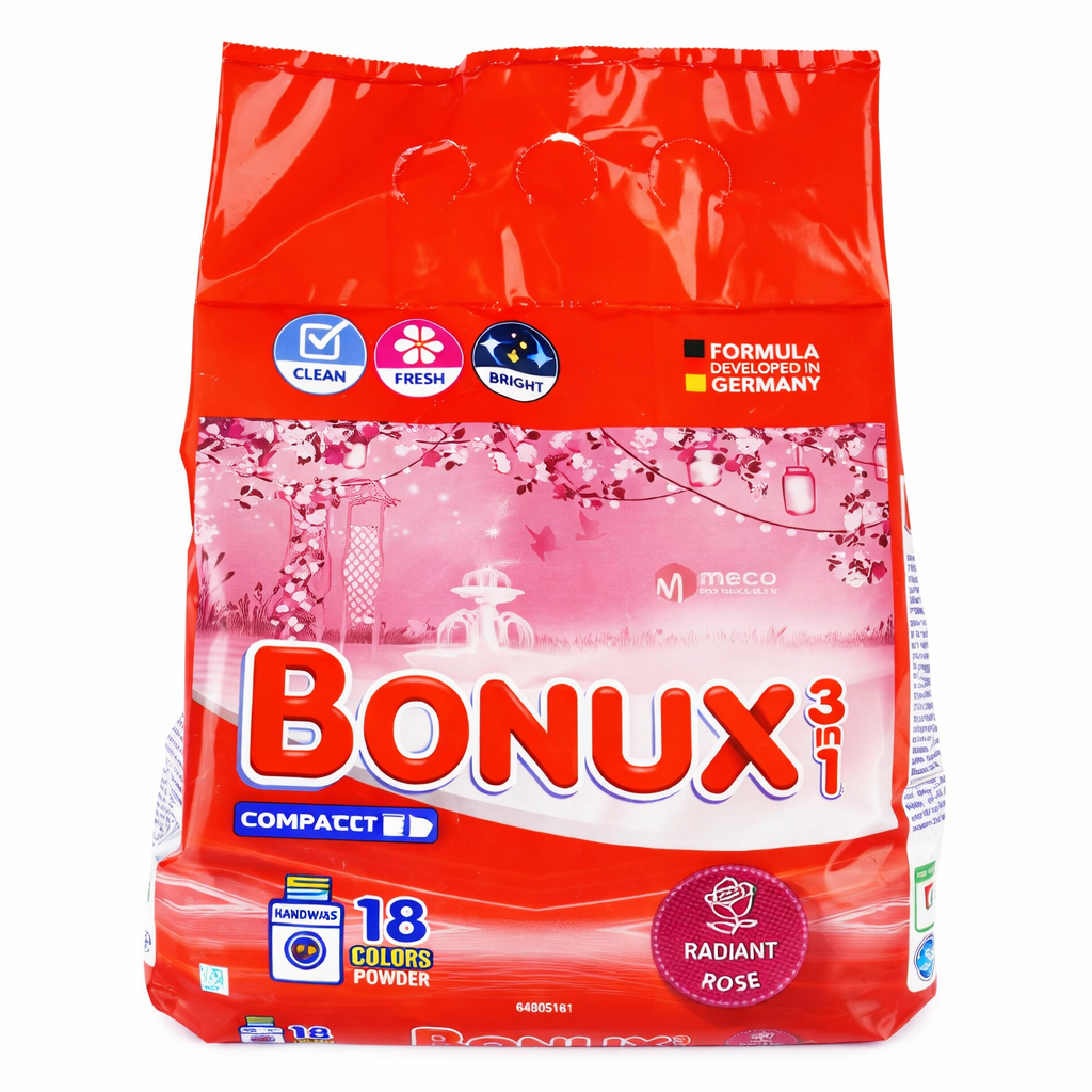 BONUX 3in1 Mosópor Színes Ruhákhoz 1,17 kg – Hatékony Tisztítás és Színvédelem, Gazdaságos Kiszerelés
