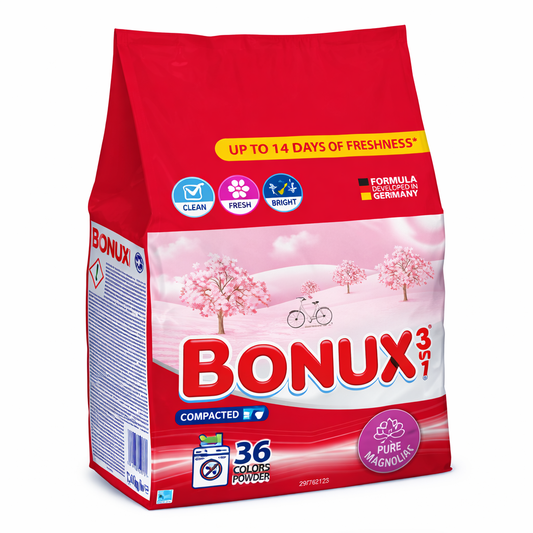BONUX 3in1 Mosópor Színes Ruhákhoz 2,34 kg – Színvédő Hatás, Hatékony Tisztítás, Gazdaságos Kiszerelés