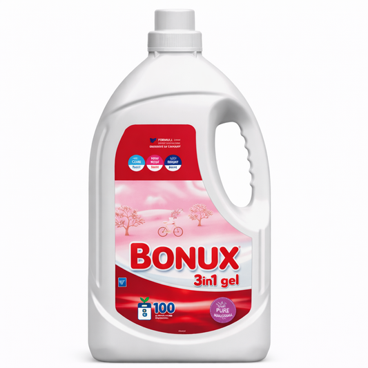 BONUX 3in1 Folyékony Mosószer Színes Ruhákhoz 5L – Nagy Kiszerelés, Színvédő Hatás, Gazdaságos Megoldás