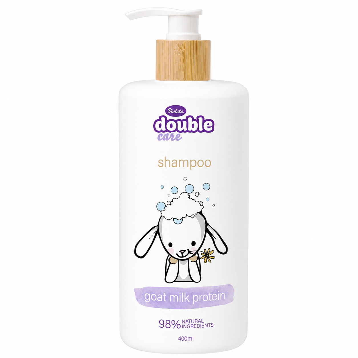 Violeta Double Care Goat Milk Protein gyerek sampon 400 ml – kecsketej proteines hajápoló sampon