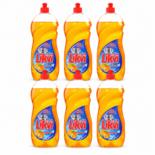 Likvi Ultra Hygienic Orange mosogatószer 6 db-os csomag – narancs illatú zsíroldó mosogatószer 6×450 ml