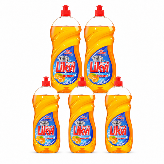 Likvi Ultra Hygienic Orange mosogatószer 5 db-os csomag – narancs illatú zsíroldó mosogatószer 5×900 ml