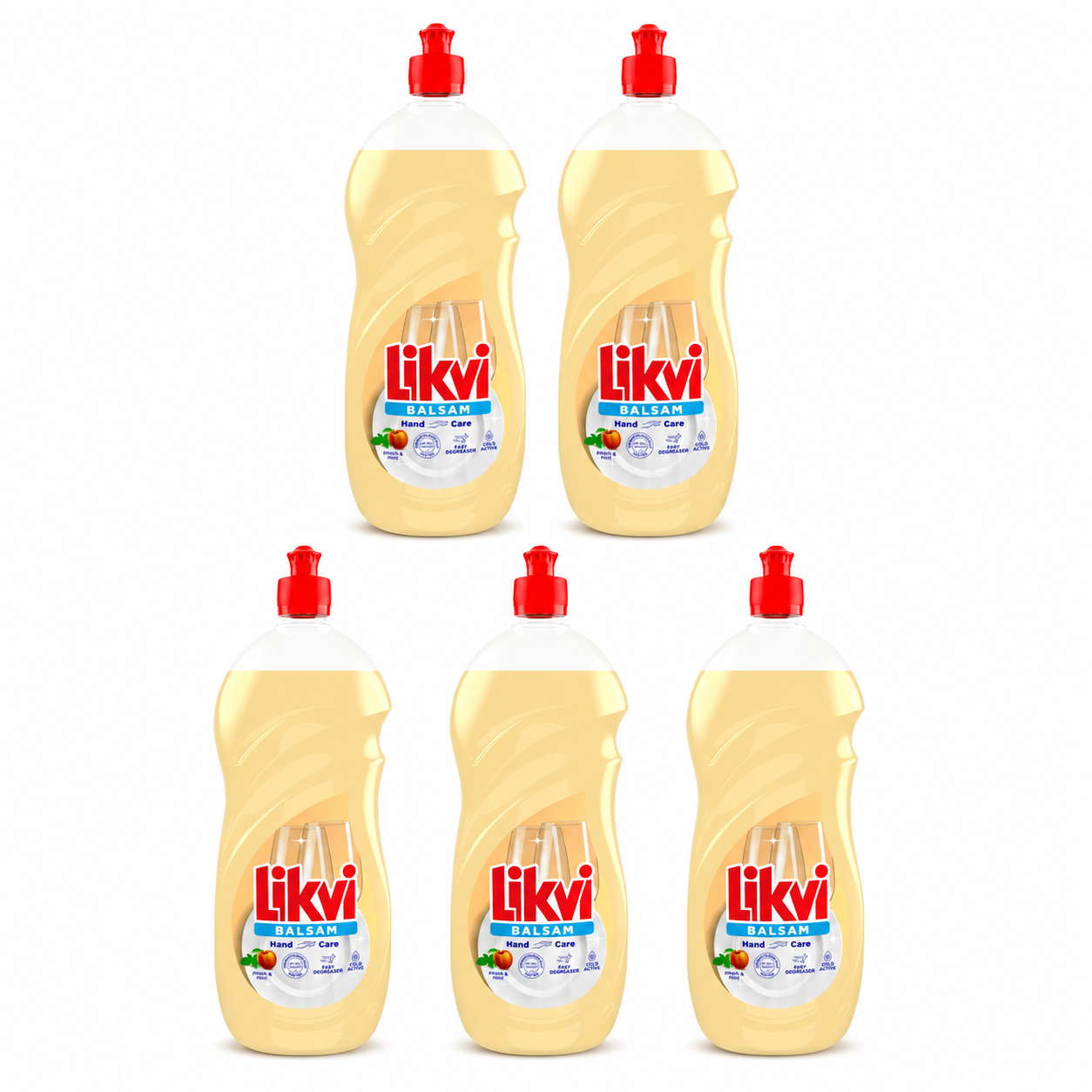 Likvi Balsam Hand Care mosogatószer 5 db-os csomag – Peach & Mint kézkímélő mosogatószer 5×900 ml