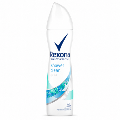 Rexona MotionSense Shower Clean női dezodor spray 150 ml – 48 órás izzadásgátló védelem, friss tisztaság illattal