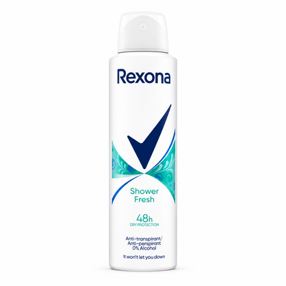 Rexona Shower Fresh dezodor spray 150 ml – 48 órás izzadásgátló védelem, 0% alkohol