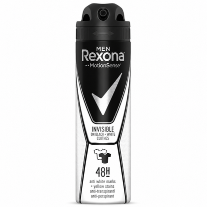 Rexona Men MotionSense Invisible Black + White férfi dezodor spray 150 ml – 48 órás izzadásgátló védelem
