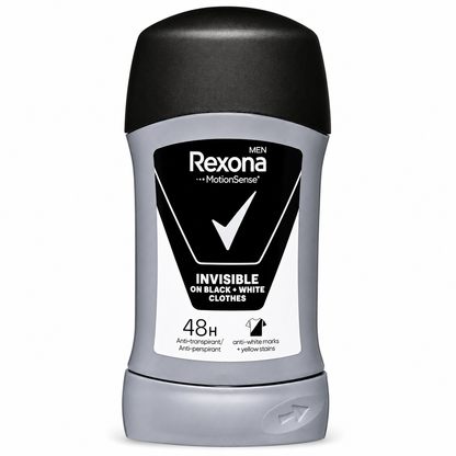 Rexona Men MotionSense Invisible Black + White férfi stift 50 ml – 48 órás izzadásgátló védelem