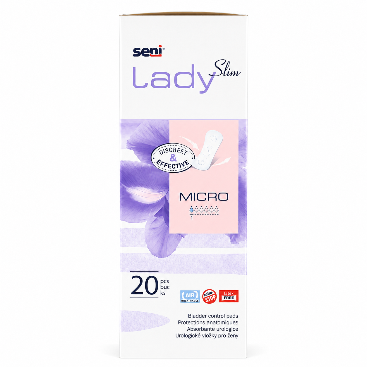 Seni Lady Slim Micro női urológiai betét 20 db – diszkrét, vékony inkontinencia betét enyhe vizeletszivárgásra