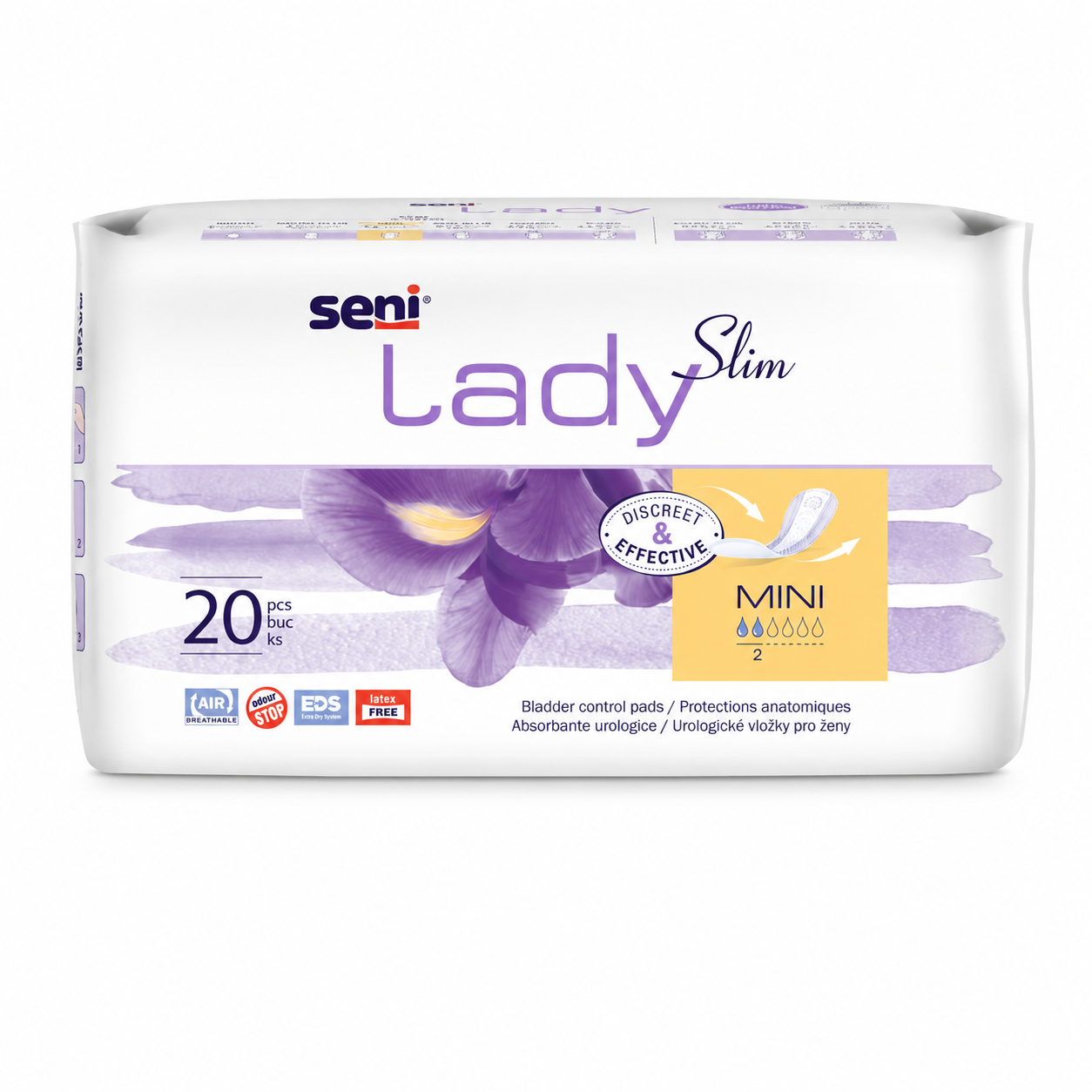 Seni Lady Slim Mini női urológiai betét 20 db – diszkrét, vékony inkontinencia betét enyhe vizeletszivárgásra