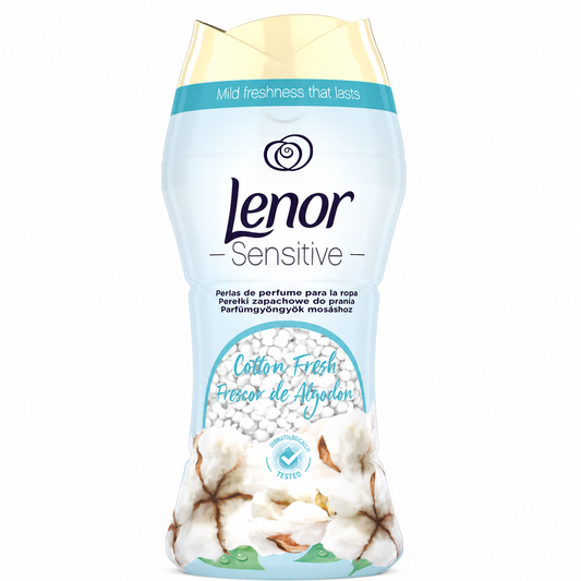 Lenor Sensitive illatgyöngyök mosáshoz 210g – Cotton Fresh (Pamut frissesség) parfümgyöngy, hosszan tartó illat, érzékeny bőrre