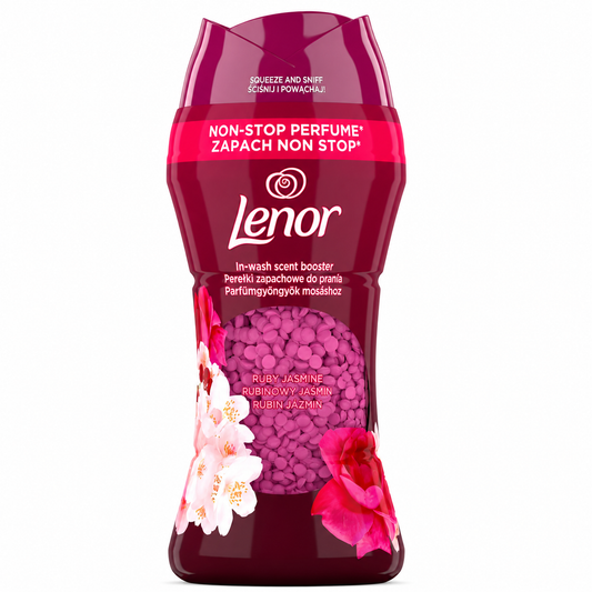 Lenor Ruby Jasmine illatgyöngyök mosáshoz 210g – jázmin illatú parfümgyöngy, hosszan tartó frissesség
