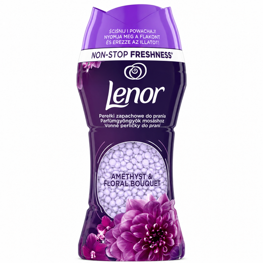 Lenor Amethyst & Floral Bouquet illatgyöngyök mosáshoz 210g – virágos parfümgyöngy, hosszan tartó frissesség