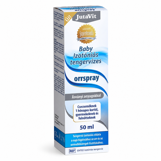 JutaVit Baby Izotóniás Tengervizes Orrspray 50 ml – Orrtisztító Spray Csecsemőknek, Gyermekeknek és Felnőtteknek
