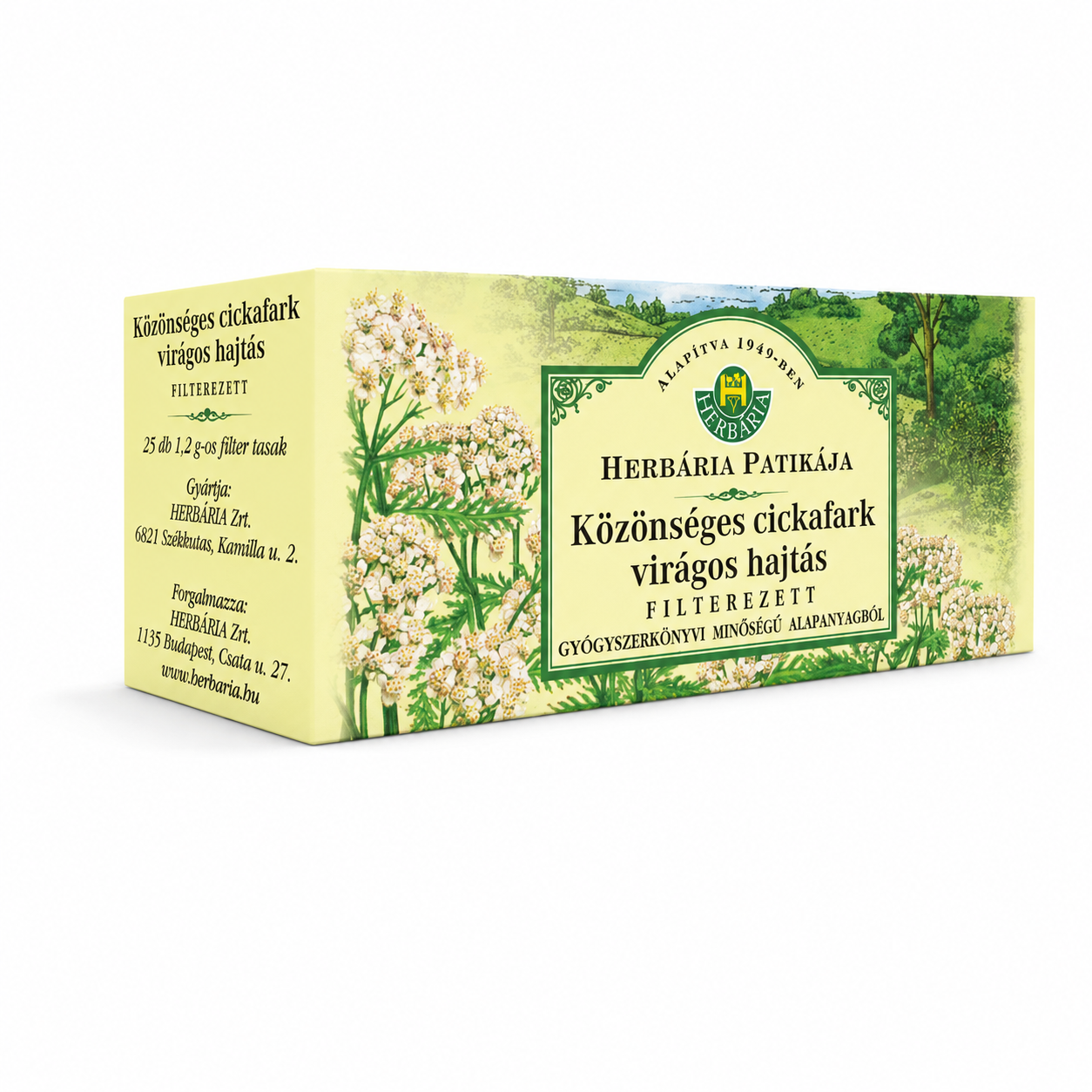 Herbária Patikája Közönséges Cickafark Virágos Hajtás Tea 25 filter – filterezett gyógynövény tea, 30 g