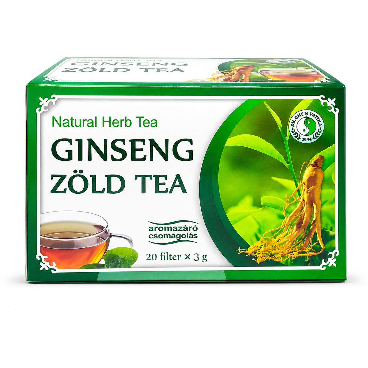 Dr. Chen Ginseng Zöld Tea 20 filter – aromazáró csomagolásban, 60 g