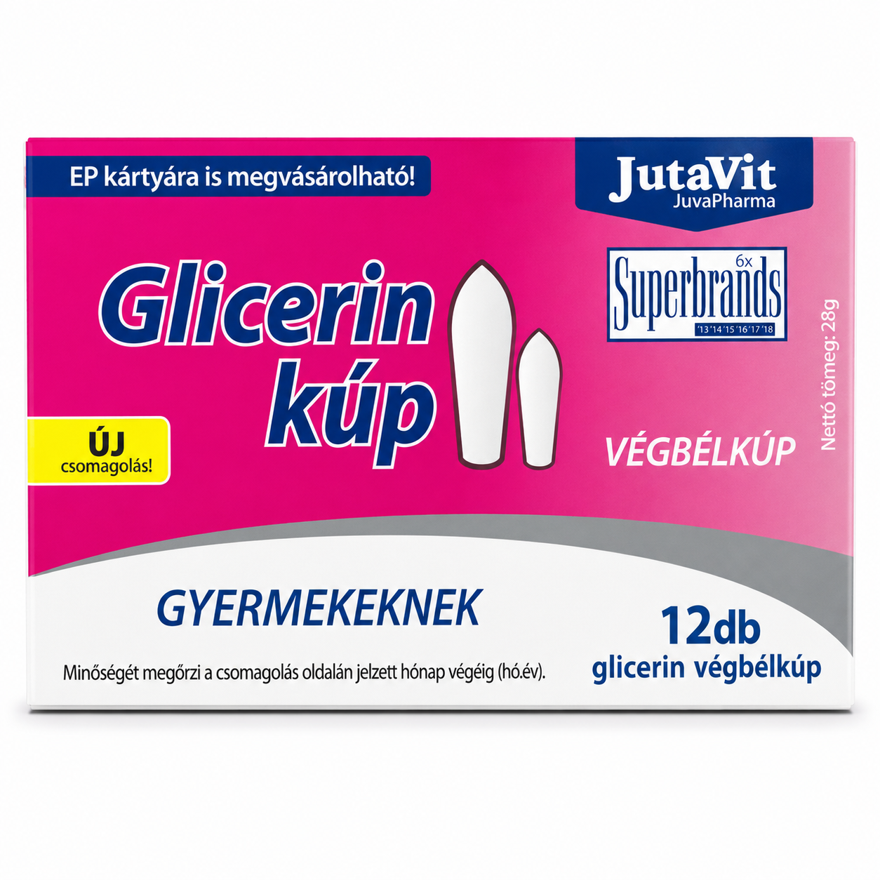 JutaVit Glicerin végbélkúp gyermekeknek 12 db – glicerin kúp székrekedés esetére