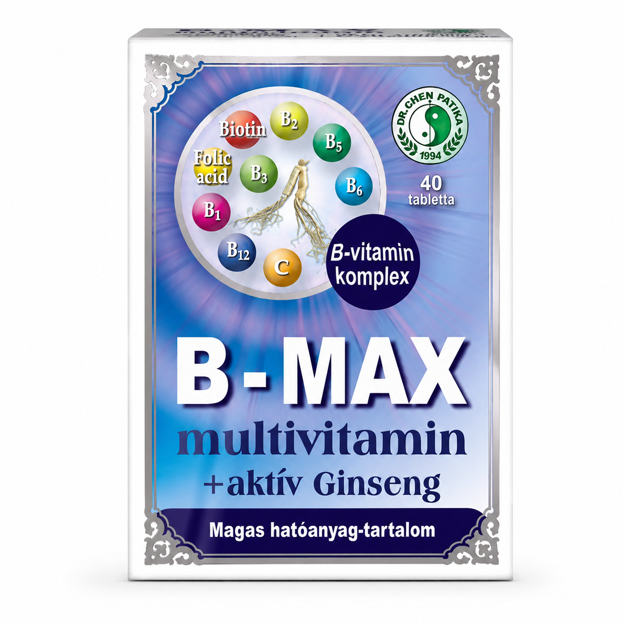 Dr. Chen B-MAX multivitamin + aktív Ginseng tabletta 40 db – B-vitamin komplex C-vitaminnal