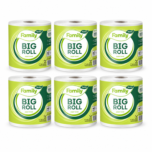 Tento Family Big Roll papírtörlő 6 db-os csomag – 2 rétegű, extra hosszú háztartási kéztörlő csomag