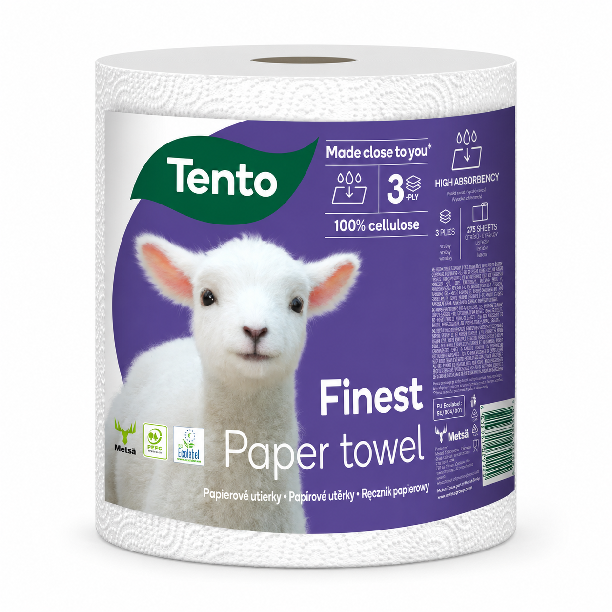 Tento Finest papírtörlő 1 tekercs – 3 rétegű, 100% cellulóz, extra nedvszívó háztartási kéztörlő