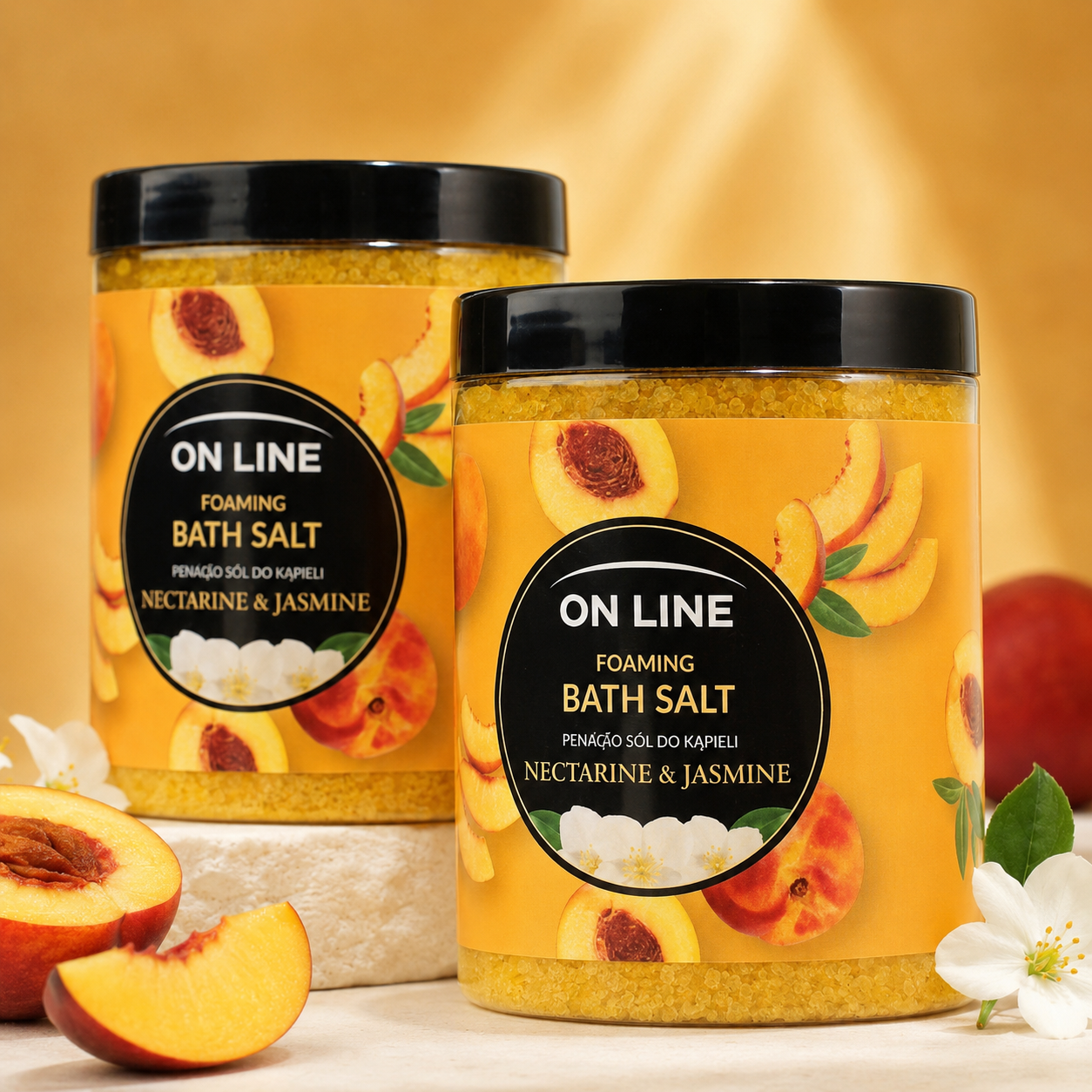 On Line Foaming Bath Salt Nectarine & Jasmine habzó fürdősó, 1200 g